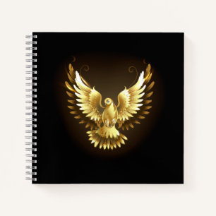 Imitate Gold Foil Peace Dove auf Black Notizbuch