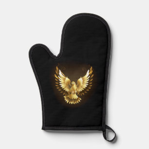 Imitate Gold Foil Peace Dove auf Black Ofenhandschuh