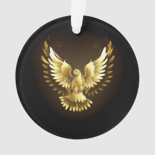 Imitate Gold Foil Peace Dove auf Black Ornament