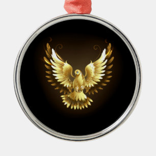 Imitate Gold Foil Peace Dove auf Black Ornament Aus Metall