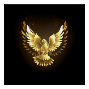 Imitate Gold Foil Peace Dove auf Black Poster