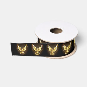 Imitate Gold Foil Peace Dove auf Black Ripsband