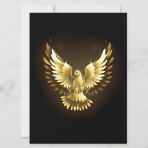 Imitate Gold Foil Peace Dove auf Black Save The Date