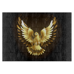 Imitate Gold Foil Peace Dove auf Black Schneidebrett