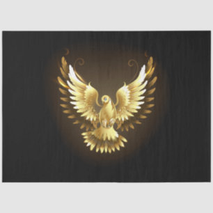 Imitate Gold Foil Peace Dove auf Black Seidenpapier