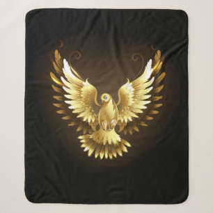 Imitate Gold Foil Peace Dove auf Black Sherpadecke