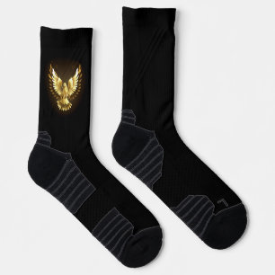 Imitate Gold Foil Peace Dove auf Black Socken