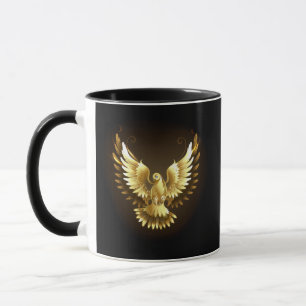 Imitate Gold Foil Peace Dove auf Black Tasse