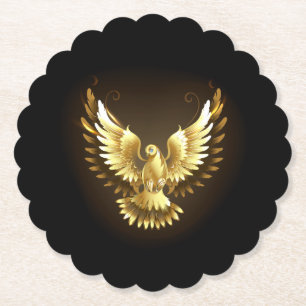 Imitate Gold Foil Peace Dove auf Black Untersetzer