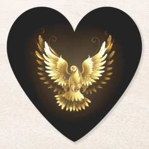 Imitate Gold Foil Peace Dove auf Black Untersetzer