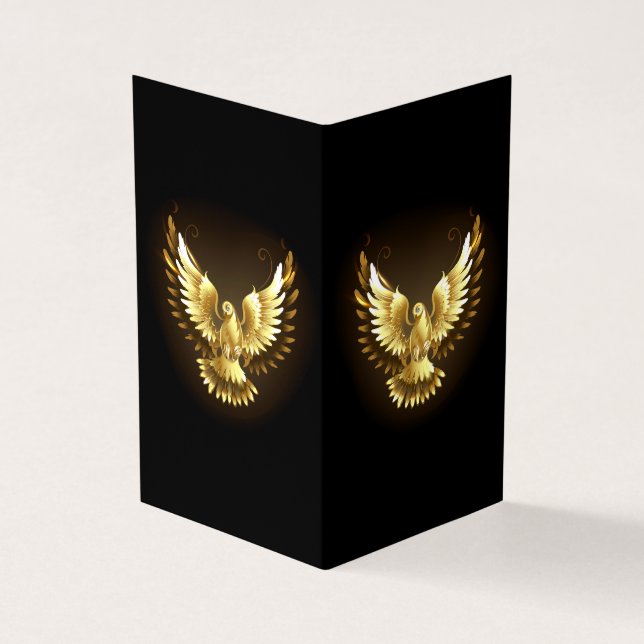 Imitate Gold Foil Peace Dove auf Black Visitenkarten (Vorderseite)