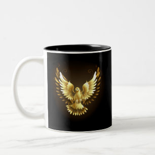 Imitate Gold Foil Peace Dove auf Black Zweifarbige Tasse