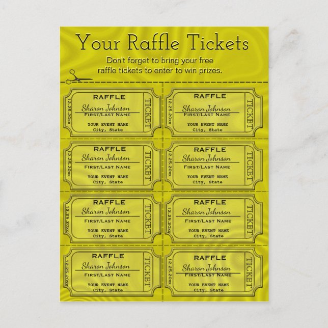 Imitate Gold Foil Raffles Tickets Postkarte (Vorderseite)