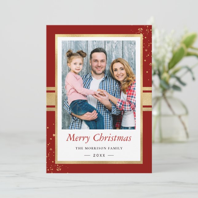 Imitate Gold Foil Rahmen Frohe Weihnachten Foto (Stehend Vorderseite)