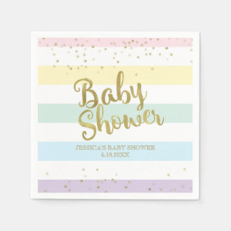 Imitate Gold Foil Regenbogen Streifen Babydusche Serviette