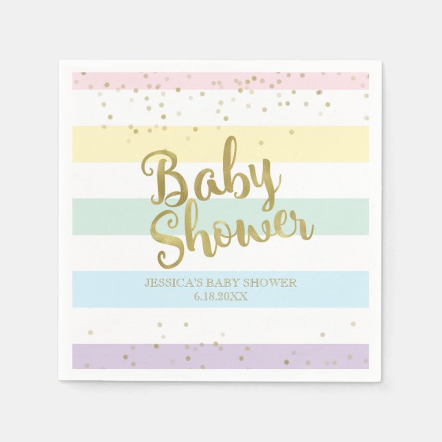 Imitate Gold Foil Regenbogen Streifen Babydusche Serviette (Vorderseite)