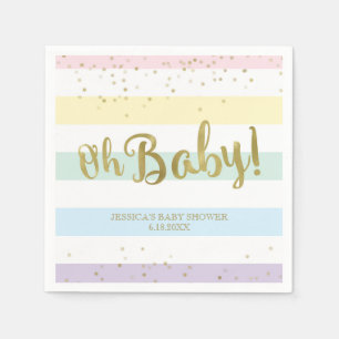 Imitate Gold Foil Regenbogen Streifen Oh Babydusch Serviette