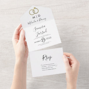 Imitate Gold Foil Ring Moderne Hochzeit All In One Einladung