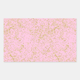 Imitate Gold Foil Rosa Hintergrund Sprinkle Glitze Rechteckiger Aufkleber