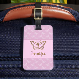 Imitate Gold Foil schauen Schmetterling auf Lavend Gepäckanhänger