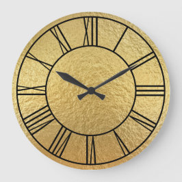 Imitate Gold Foil Schwarze römische Zahlen Große Wanduhr