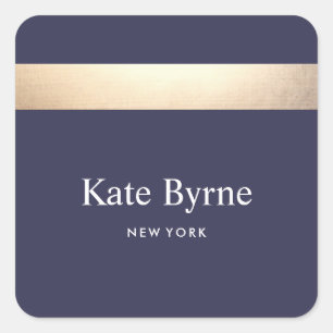 Imitate Gold Foil Striping Modern Navy Blue Chic Quadratischer Aufkleber