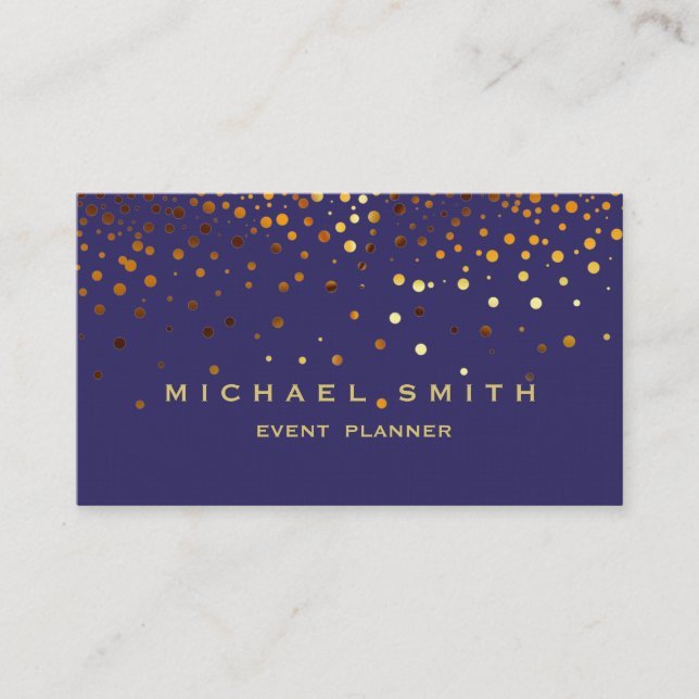 Imitate Gold Foil Subtle Glitzer Blue Business Car Visitenkarte (Vorderseite)