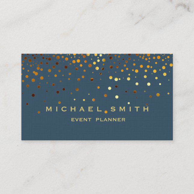 Imitate Gold Foil Subtle Glitzer Blue Business Car Visitenkarte (Vorderseite)