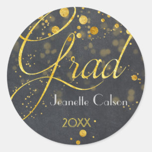 Imitate Gold Foil Typografy Glitzer Abschluss Runder Aufkleber