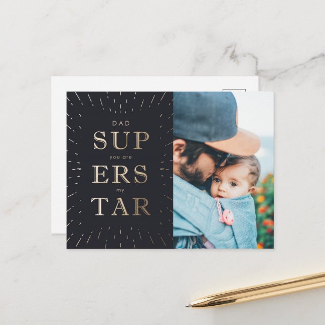 Imitate Gold Foil Vater ist Superstar Vatertag Postkarte (Vorderseite/Rückseite Beispiel)