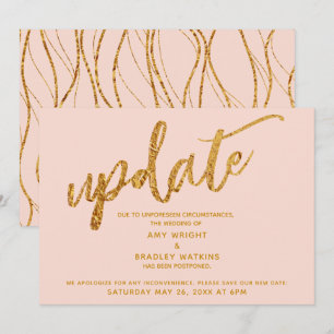 Imitate Gold Foil Waves Verspätete Hochzeitsblush- Einladung