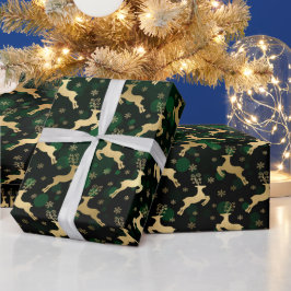 Imitate Gold Foil Weihnachtsmann & Grüne Buche Geschenkpapier