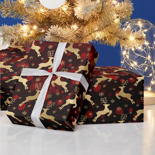 Imitate Gold Foil Weihnachtsmann & Rote Buche Geschenkpapier (Feiertage)