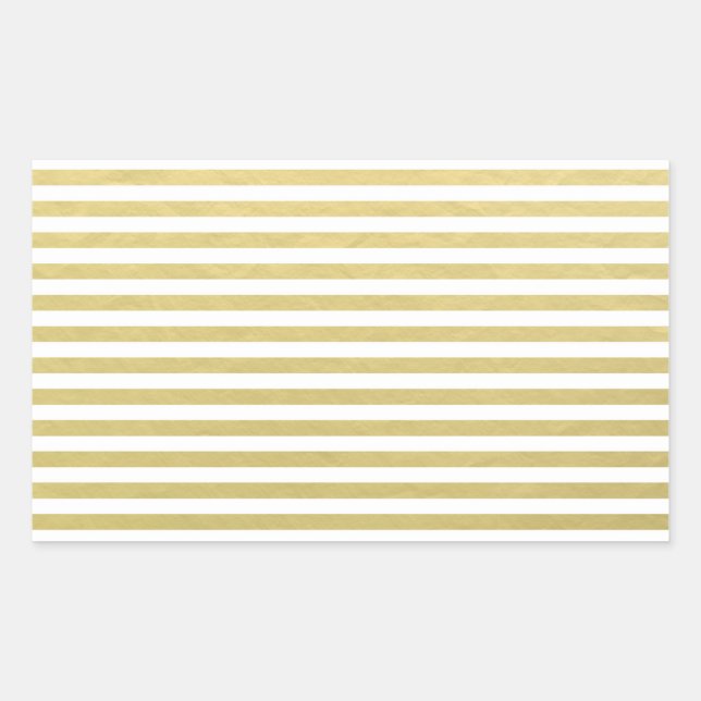 Imitate Gold Foil Weiße Streifen Muster Rechteckiger Aufkleber (Vorderseite)