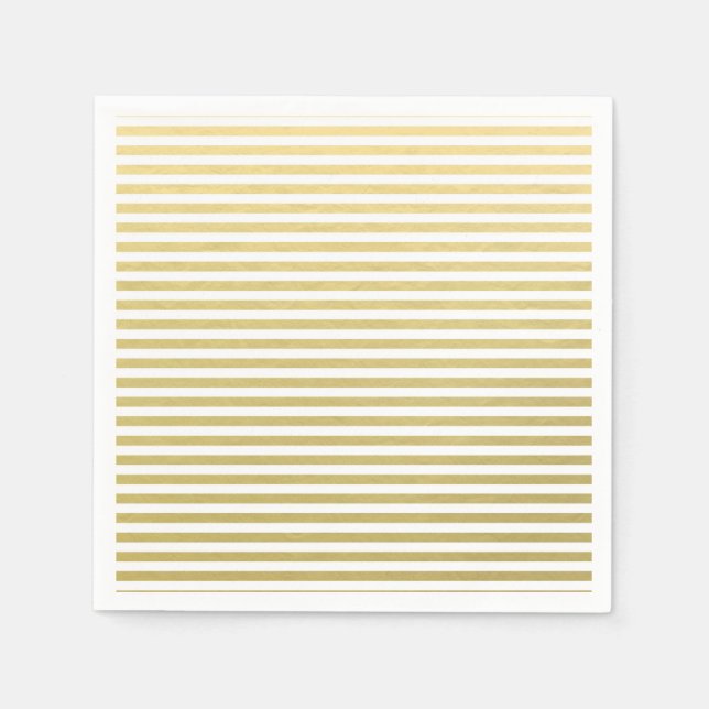 Imitate Gold Foil Weiße Streifen Muster Serviette (Vorderseite)