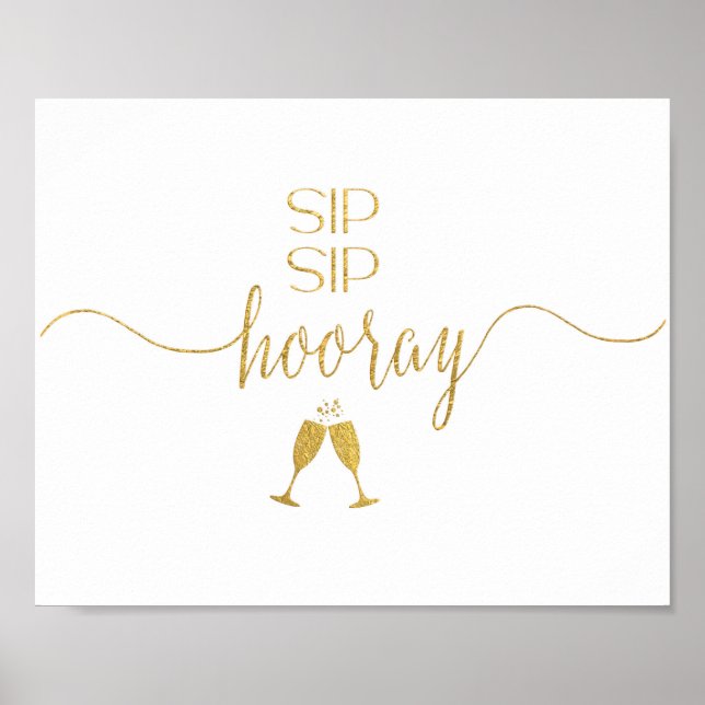 Imitate Gold Fossil Sip Hooray Cocktail Bar Signat Poster (Vorne)
