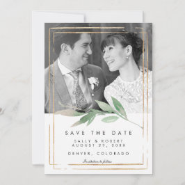 Imitate Gold Foto Hochzeit speichern Sie die Datum Dankeskarte