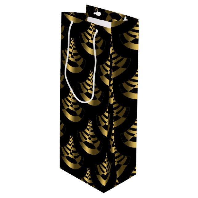 Imitate Gold Found Black | Klassisches neues Jahr Geschenktüte Für Weinflaschen (Vorderseite Schrägansicht)