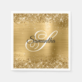 Imitate Gold Funkelnd Glitzer und Extravagantes Mo Serviette