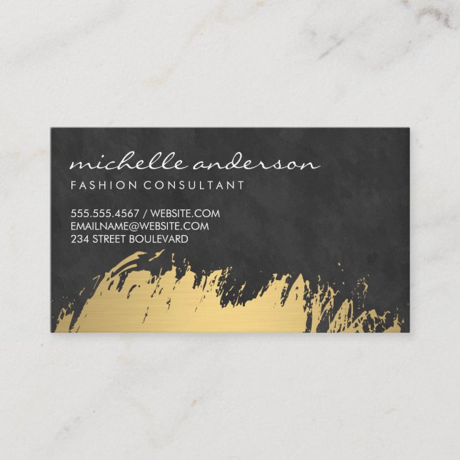 Imitate Gold gebürstete Schwarze Lush Textur Visitenkarte (Vorderseite)