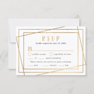Imitate Gold Geometric Frame Wedding RSVP + Eintri