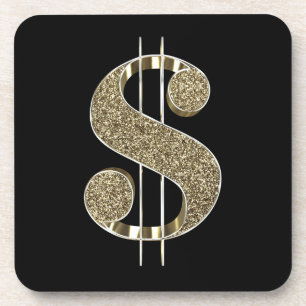 Imitate Gold Glitzer 3D-Dollar-Zeichen Getränkeuntersetzer