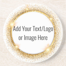 Imitate Gold Glitzer Circle Frame Sandstone Unters Getränkeuntersetzer