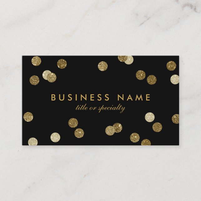 Imitate Gold Glitzer Confetti Black Business Card Visitenkarte (Vorderseite)