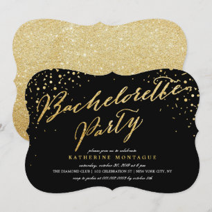 Imitate Gold Glitzer Confetti Chic Junggeselinnen- Einladung