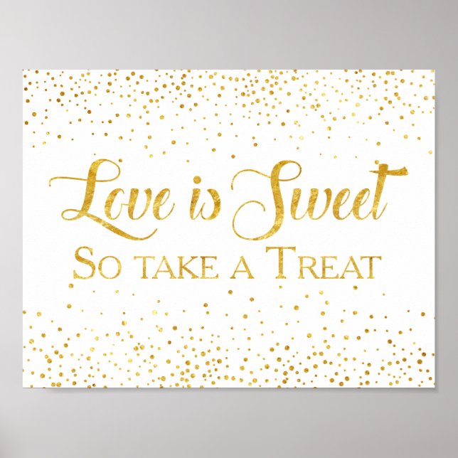 Imitate Gold Glitzer Confetti Hochzeit Dessert Sig Poster (Vorne)