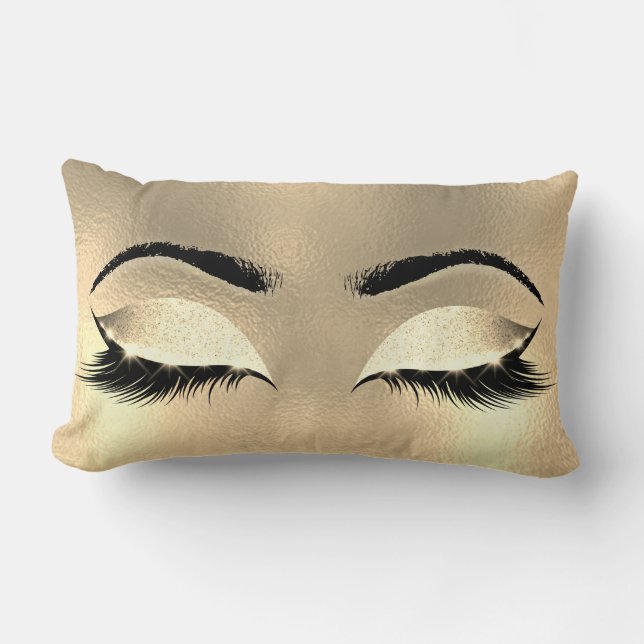 Imitate Gold Glitzer Crystals Glass Makeup Lashes Lendenkissen (Vorderseite)