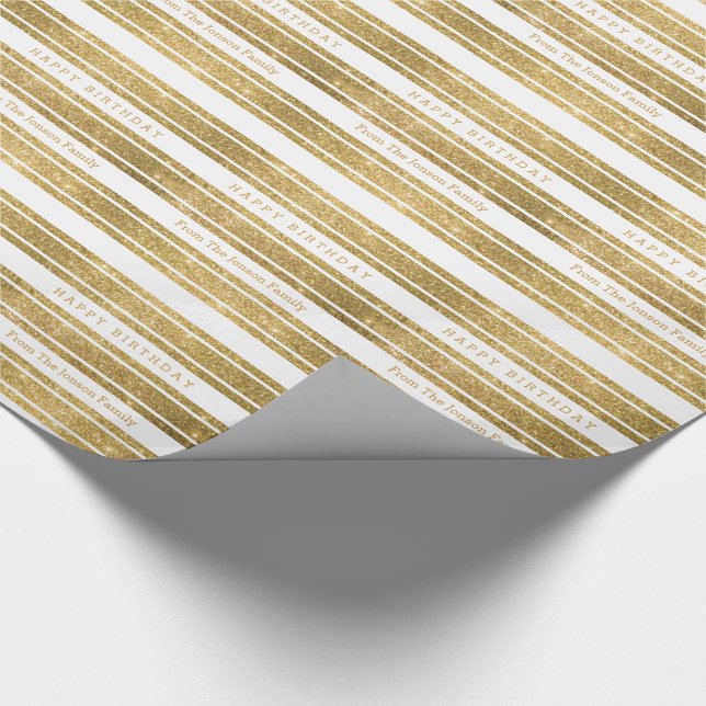 Imitate Gold Glitzer Custom Birthday Paper Wrap Geschenkpapier (Ecke)