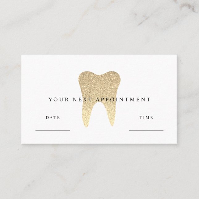 Imitate Gold Glitzer Dental Terminkarte (Vorderseite)