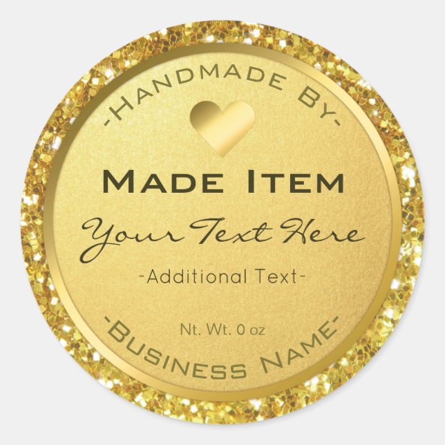 Imitate Gold Glitzer Handmade Small Business Runder Aufkleber (Vorderseite)